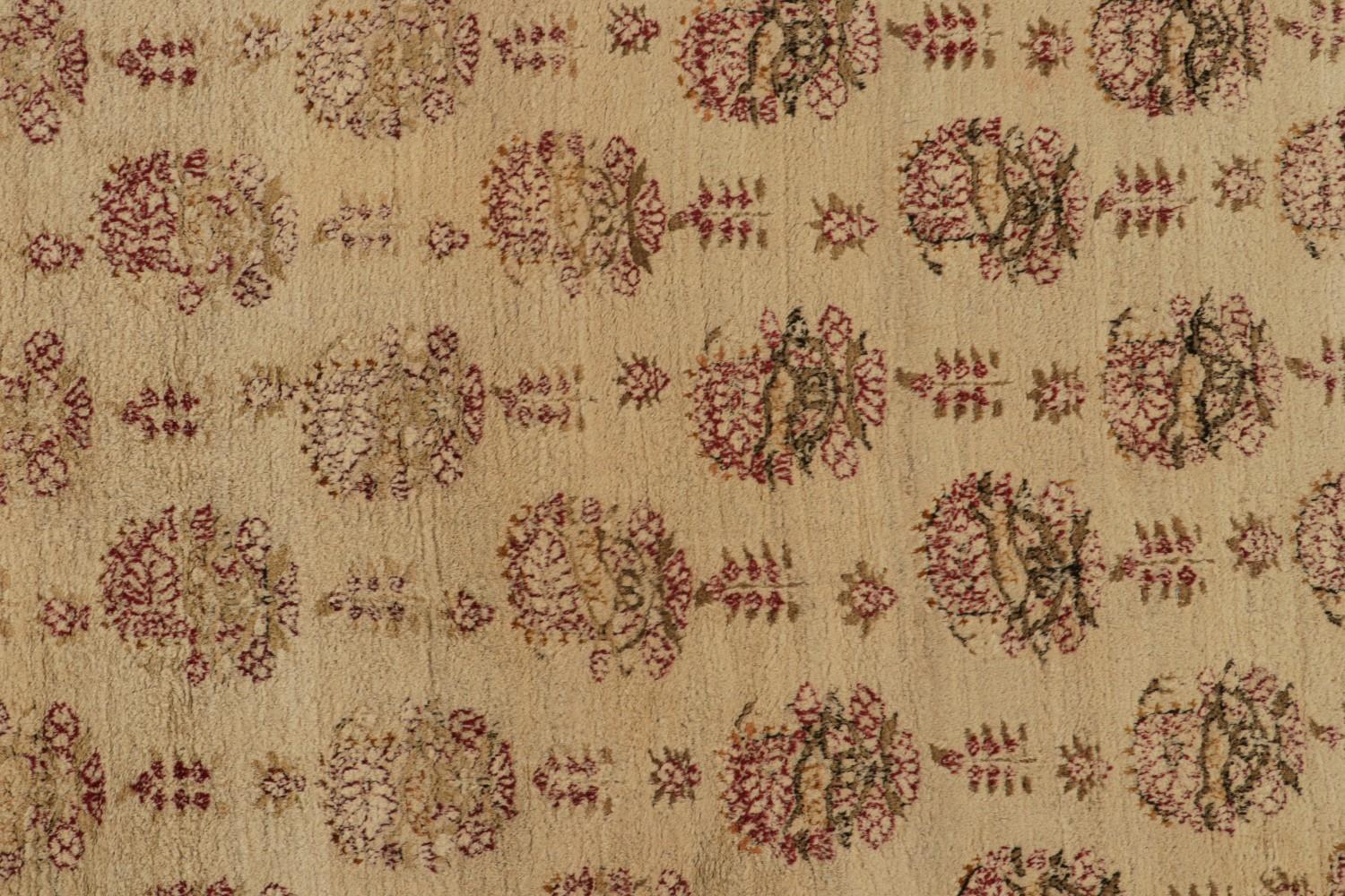 Oversized Antique Agra Rug in Gold
