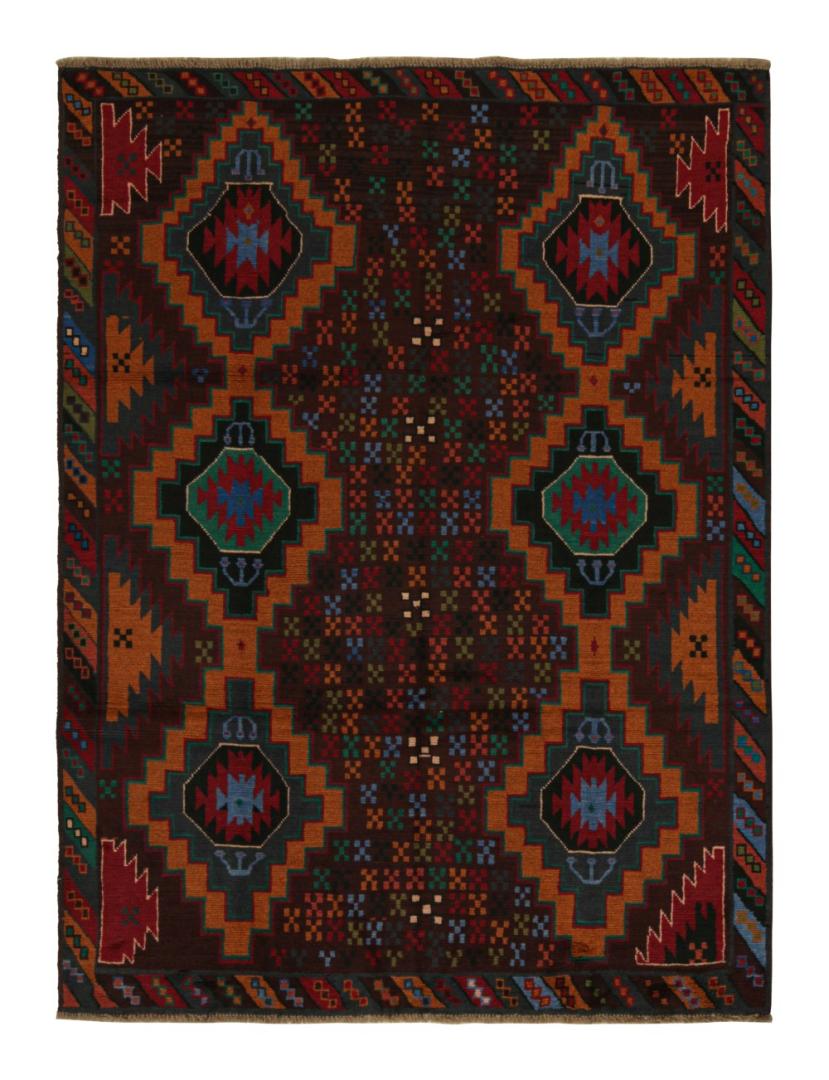 Vintage Baluch Tribal Rug with Colorful Geometric Patterns