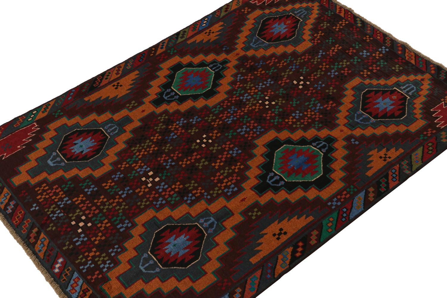 Vintage Baluch Tribal Rug with Colorful Geometric Patterns