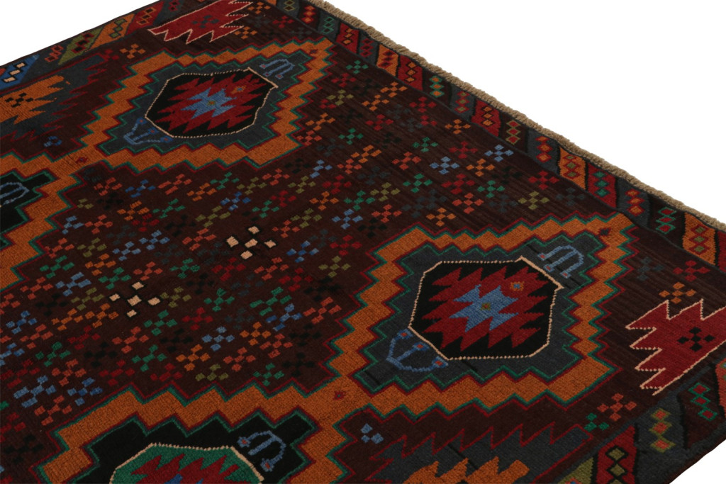 Vintage Baluch Tribal Rug with Colorful Geometric Patterns