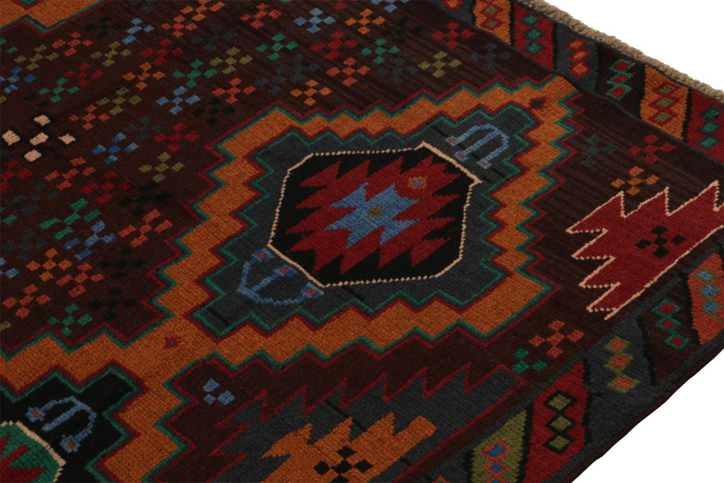 Vintage Baluch Tribal Rug with Colorful Geometric Patterns