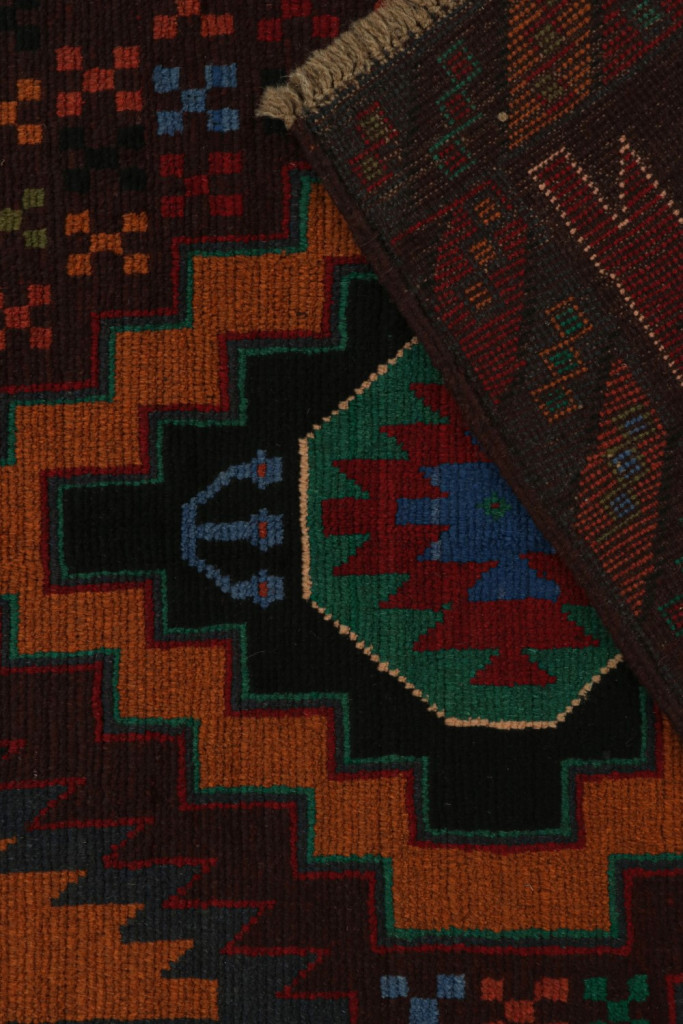Vintage Baluch Tribal Rug with Colorful Geometric Patterns