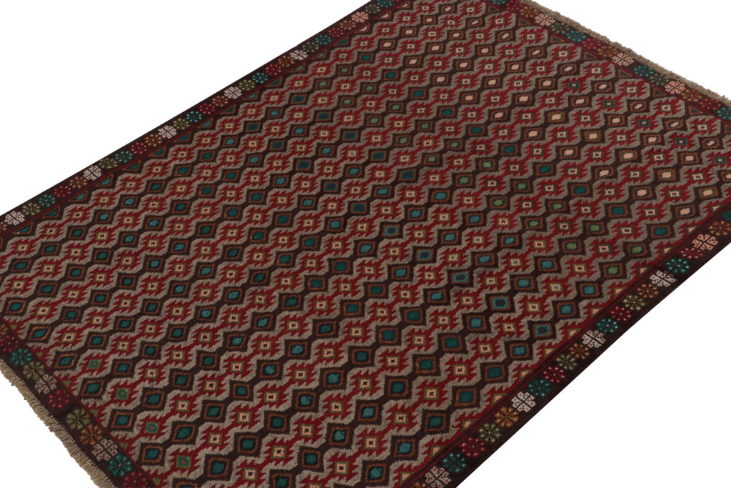 Vintage Baluch Tribal Rug with Geometric Patterns