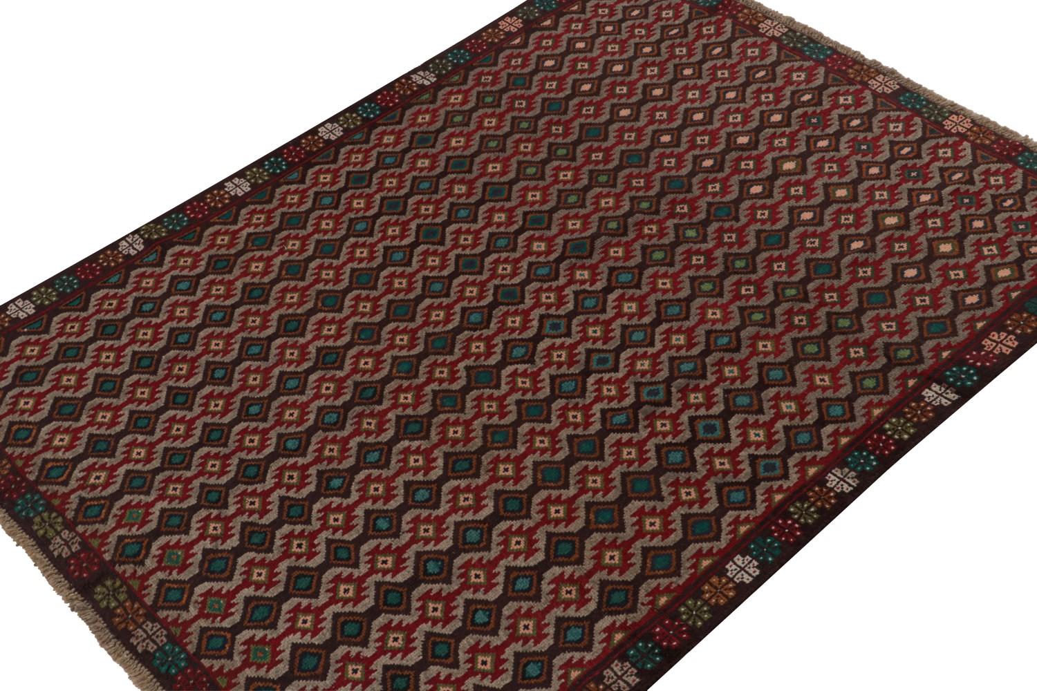 Vintage Baluch Tribal Rug with Geometric Patterns