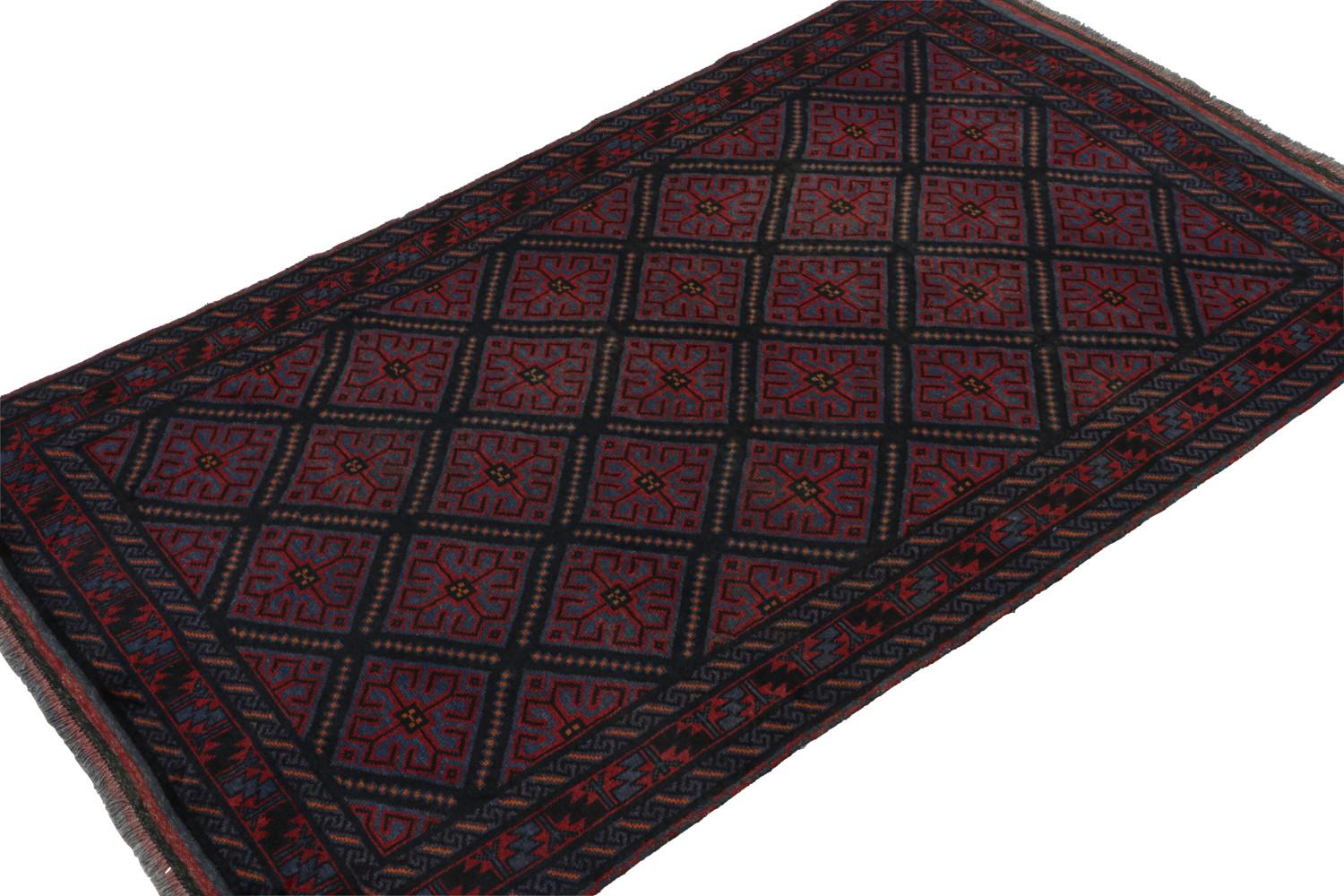 Blue Vintage Baluch Tribal Runner Rug