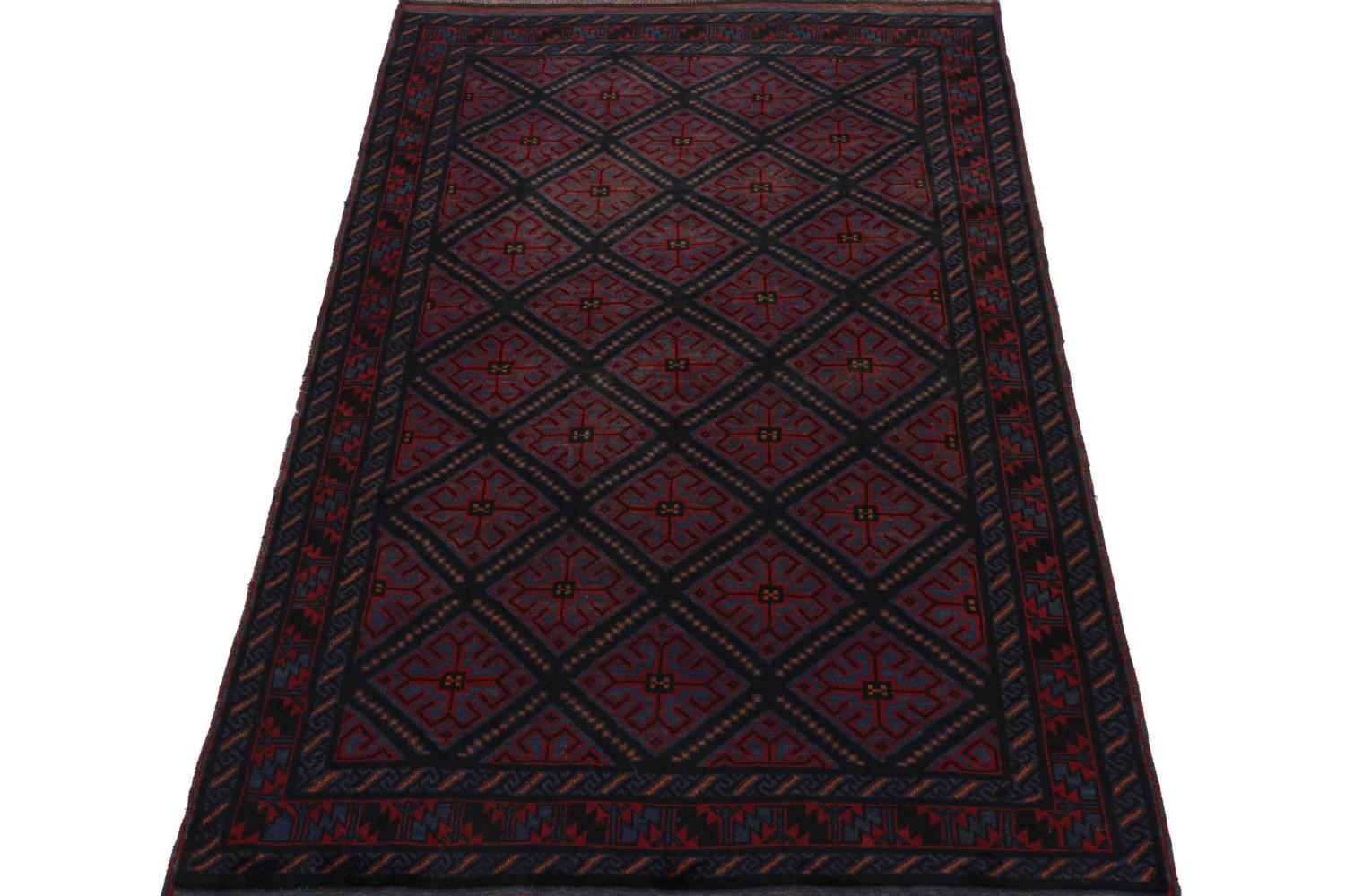 Blue Vintage Baluch Tribal Runner Rug