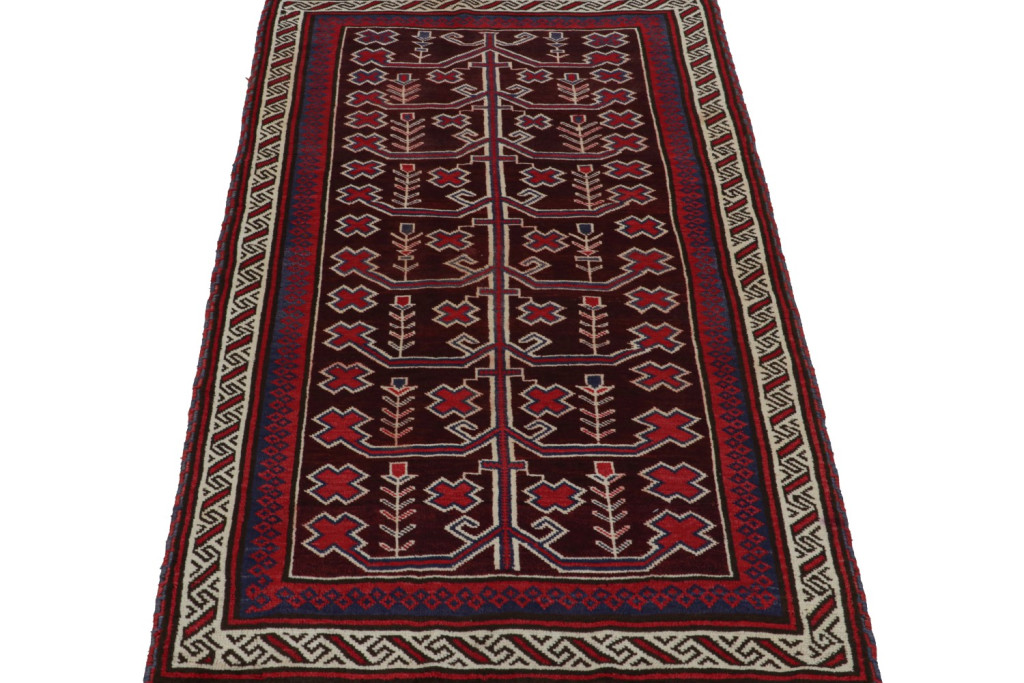 Red Vintage Afghani Baluch Tribal Rug
