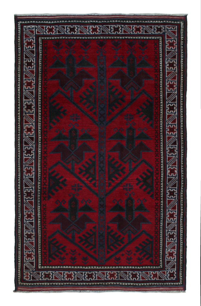 ラグ・カーペット Baluch rug#2 Vintage Baluch Rug with Polychromatic Geometric Patterns,