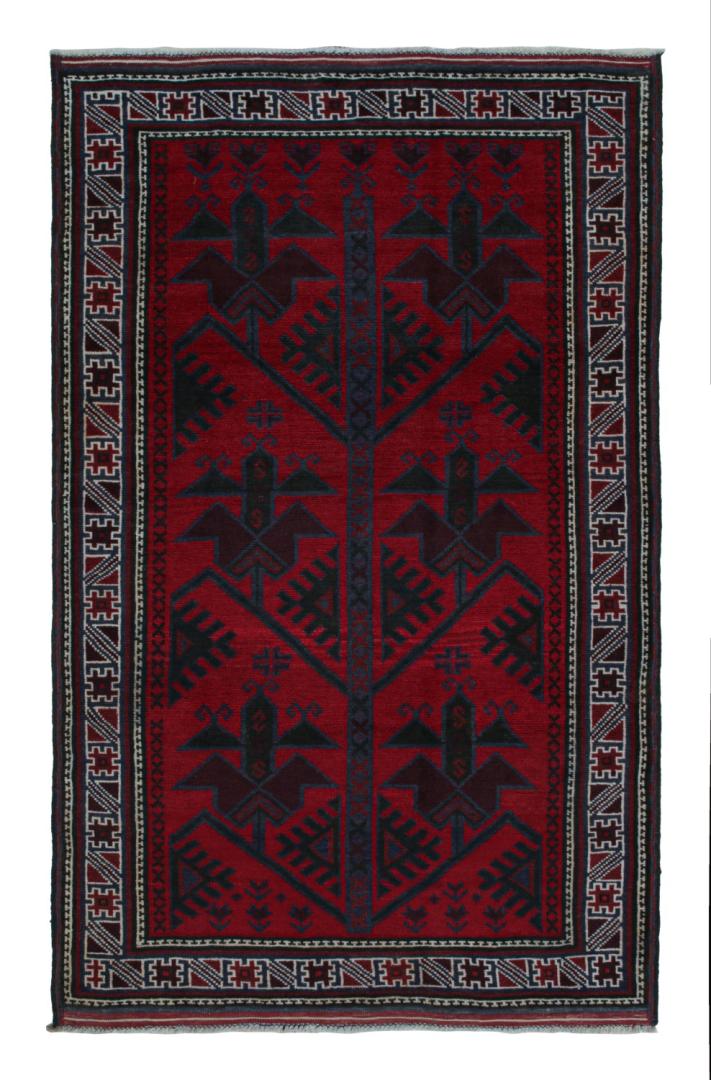 Vintage Baluch Tribal Rug with Geometric Patterns