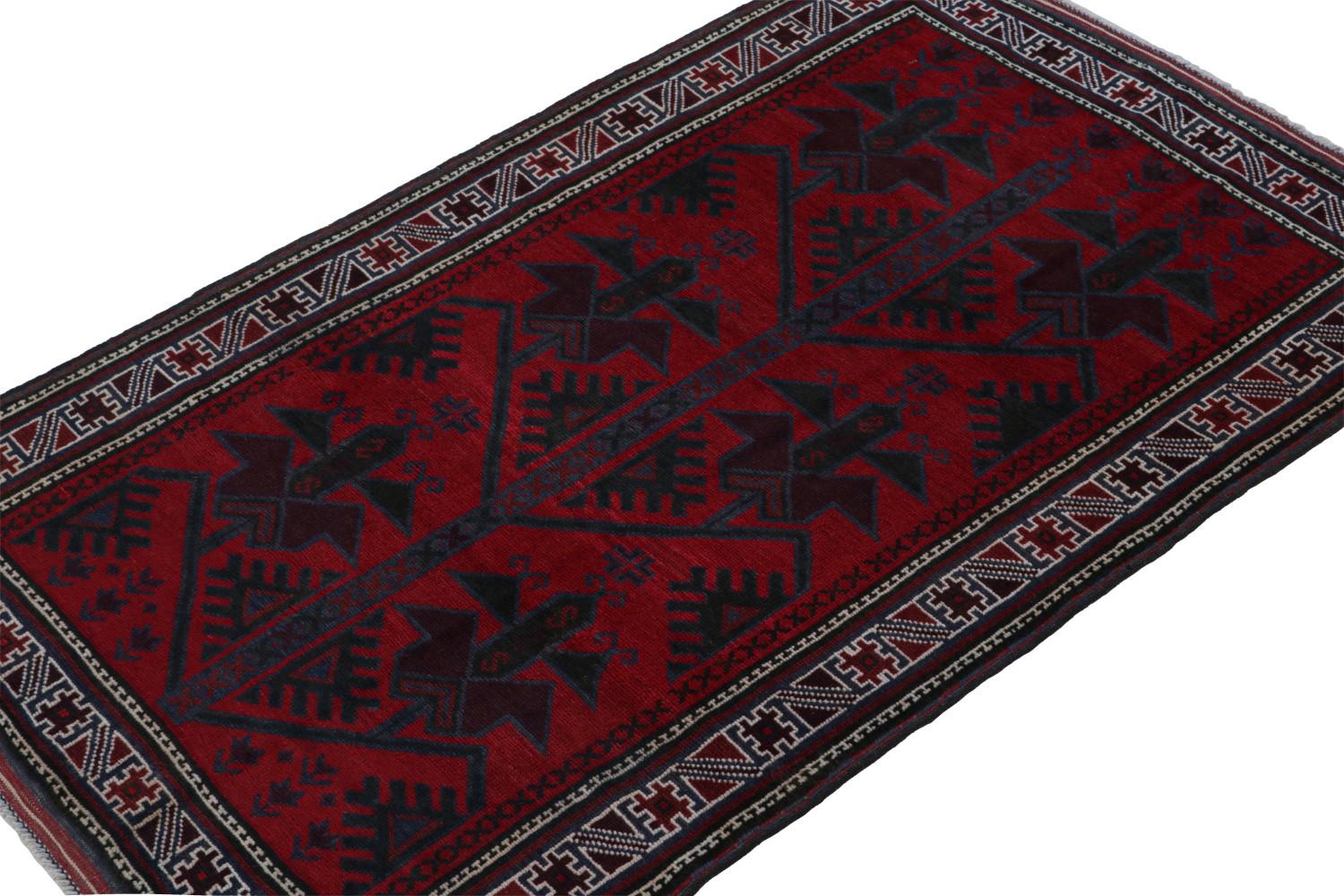 Vintage Baluch Tribal Rug with Geometric Patterns