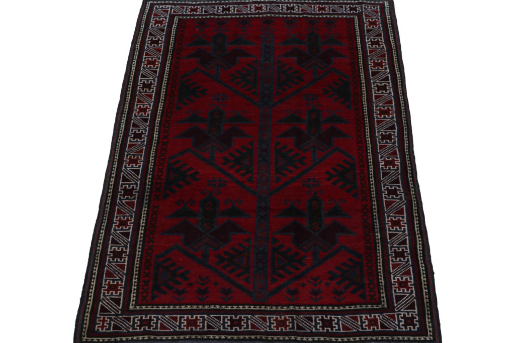 Vintage Baluch Tribal Rug with Geometric Patterns