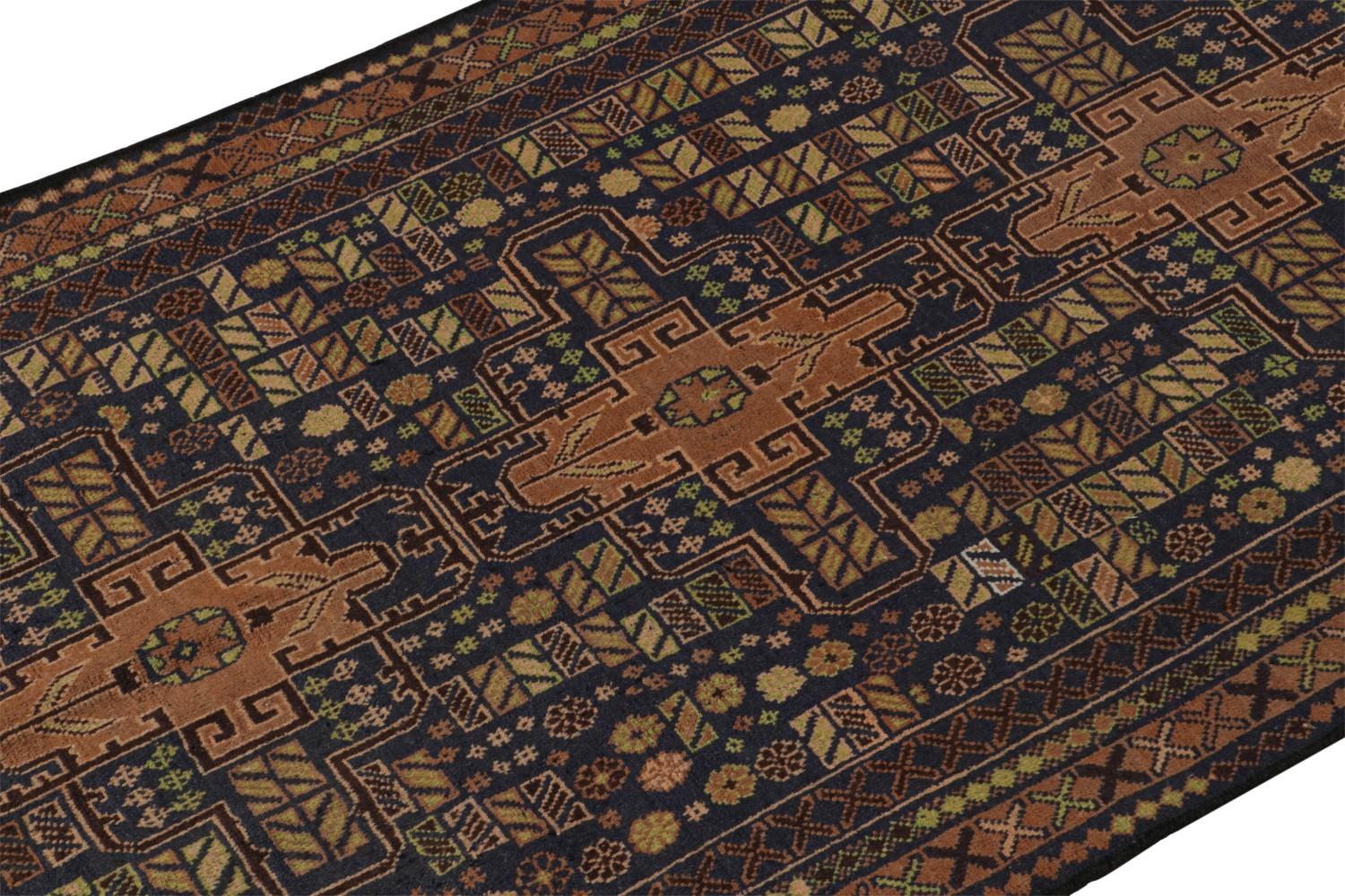 Vintage Baluch Tribal rug in Gold and Blue