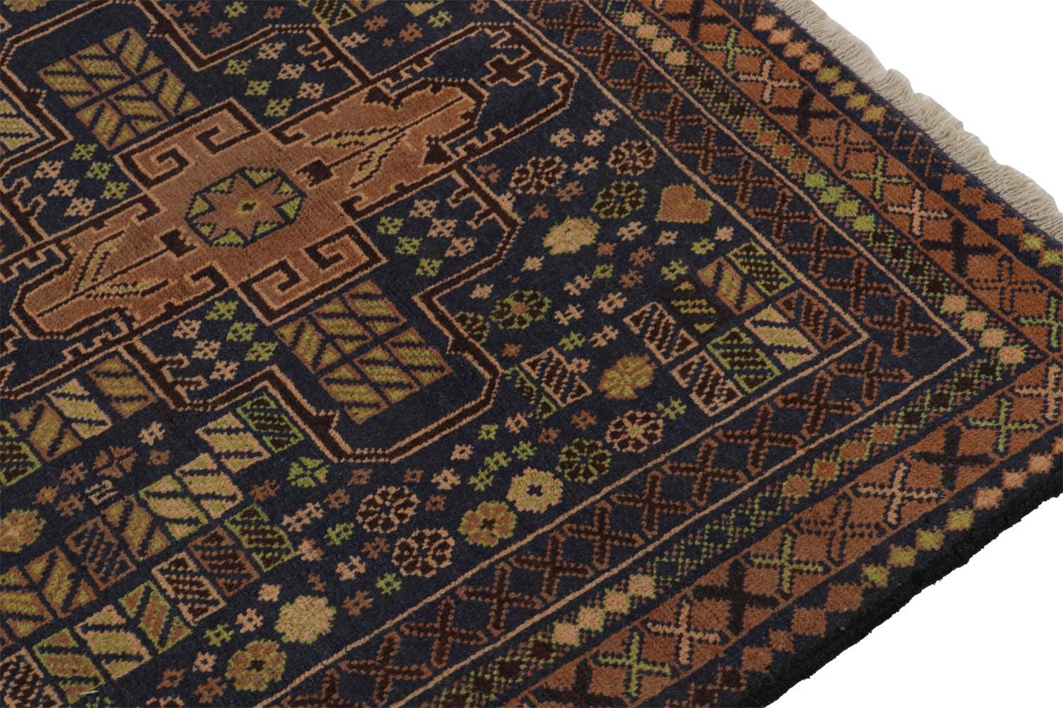 Vintage Baluch Tribal rug in Gold and Blue