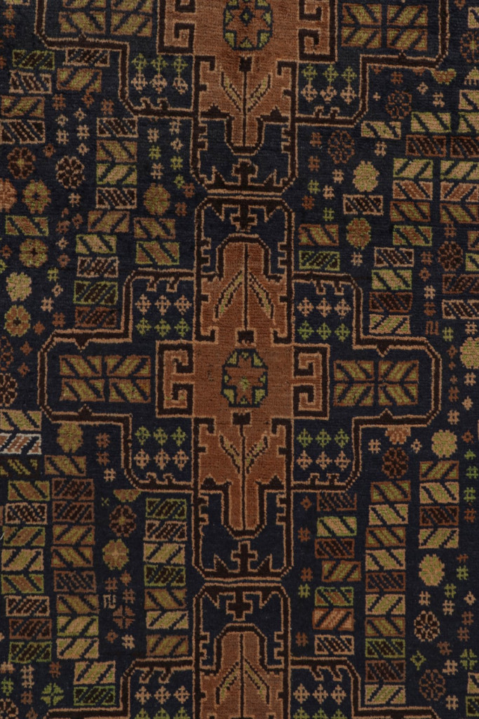 Vintage Baluch Tribal rug in Gold and Blue