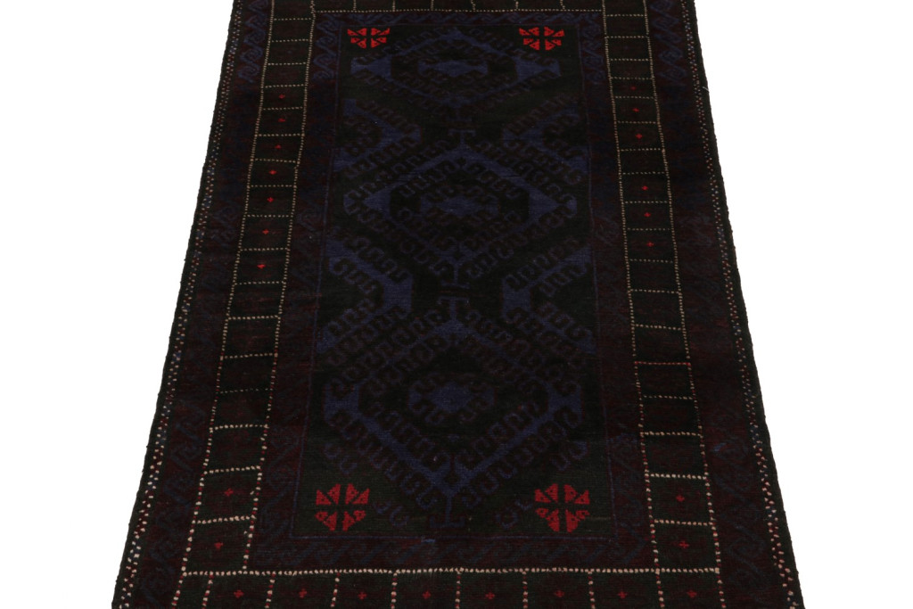 Blue Vintage Baluch Tribal Runner Rug