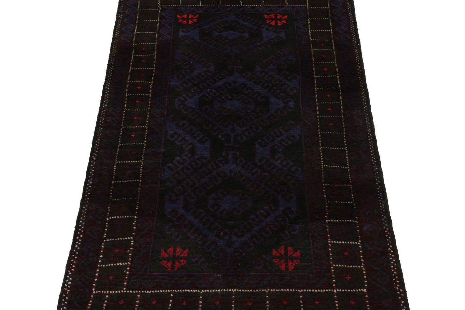 Blue Vintage Baluch Tribal Runner Rug