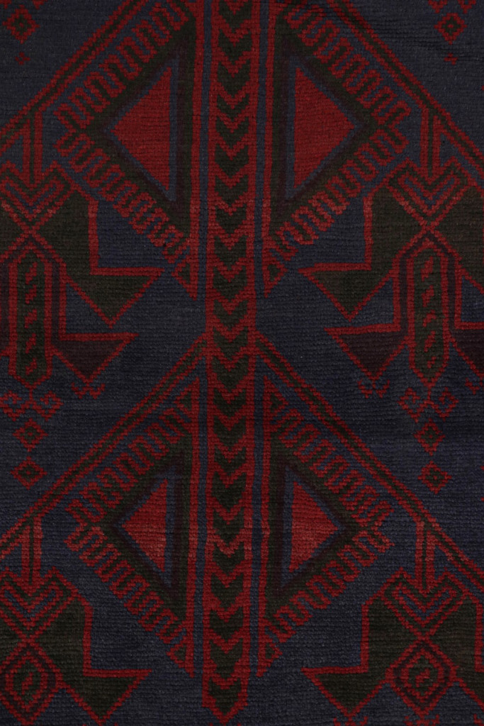 Vintage Baluch Tribal Rug in Red and Blue