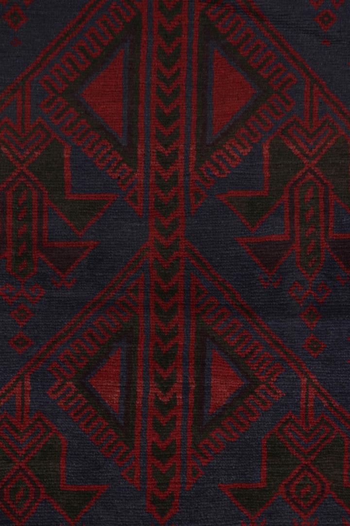 Vintage Baluch Tribal Rug in Red and Blue