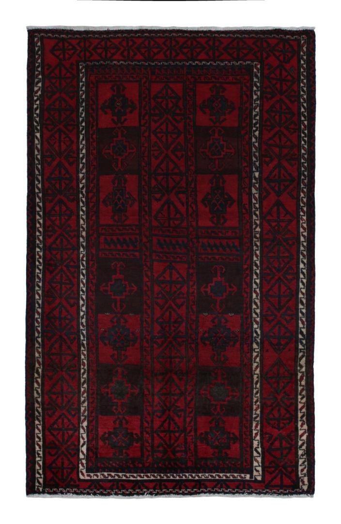 Red Vintage Baluch Tribal Pile Rug