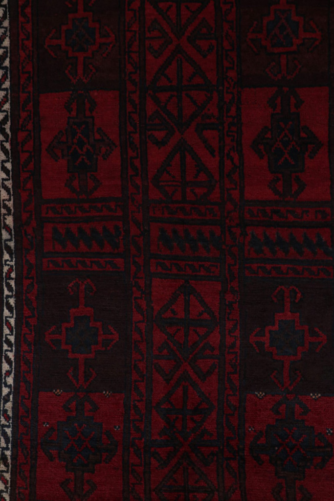 Red Vintage Baluch Tribal Pile Rug