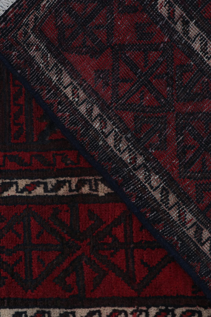Red Vintage Baluch Tribal Pile Rug