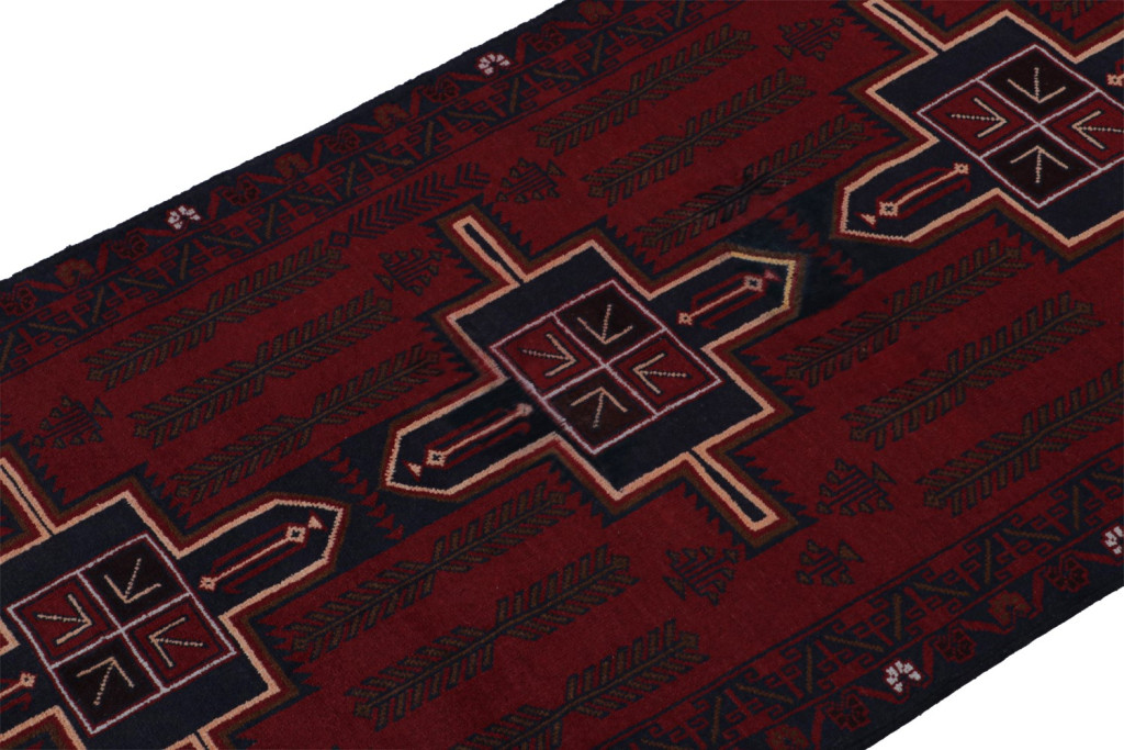 Burgundy Vintage Baluch Runner Rug