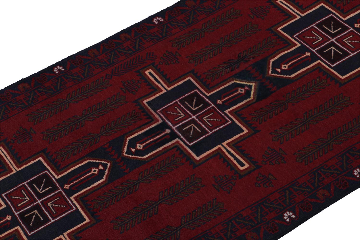 Burgundy Vintage Baluch Runner Rug