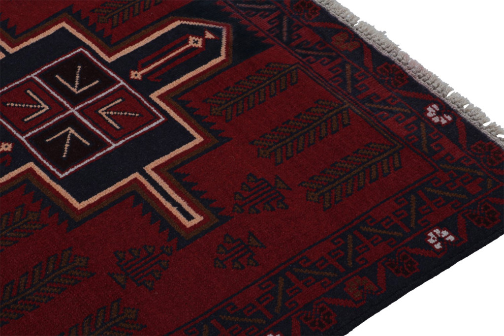 Burgundy Vintage Baluch Runner Rug
