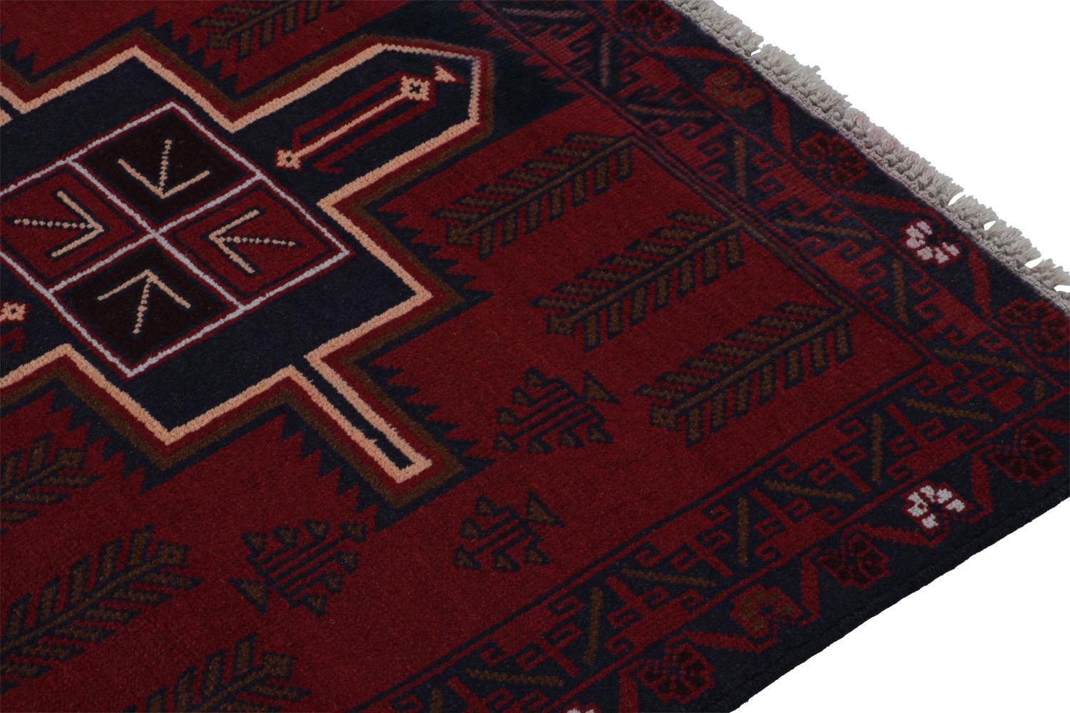 Burgundy Vintage Baluch Runner Rug