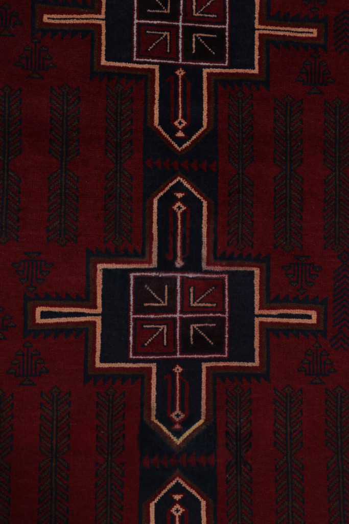 Burgundy Vintage Baluch Runner Rug