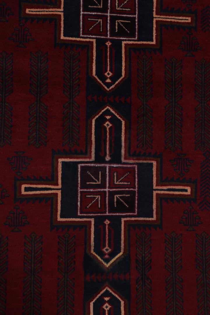 Burgundy Vintage Baluch Runner Rug
