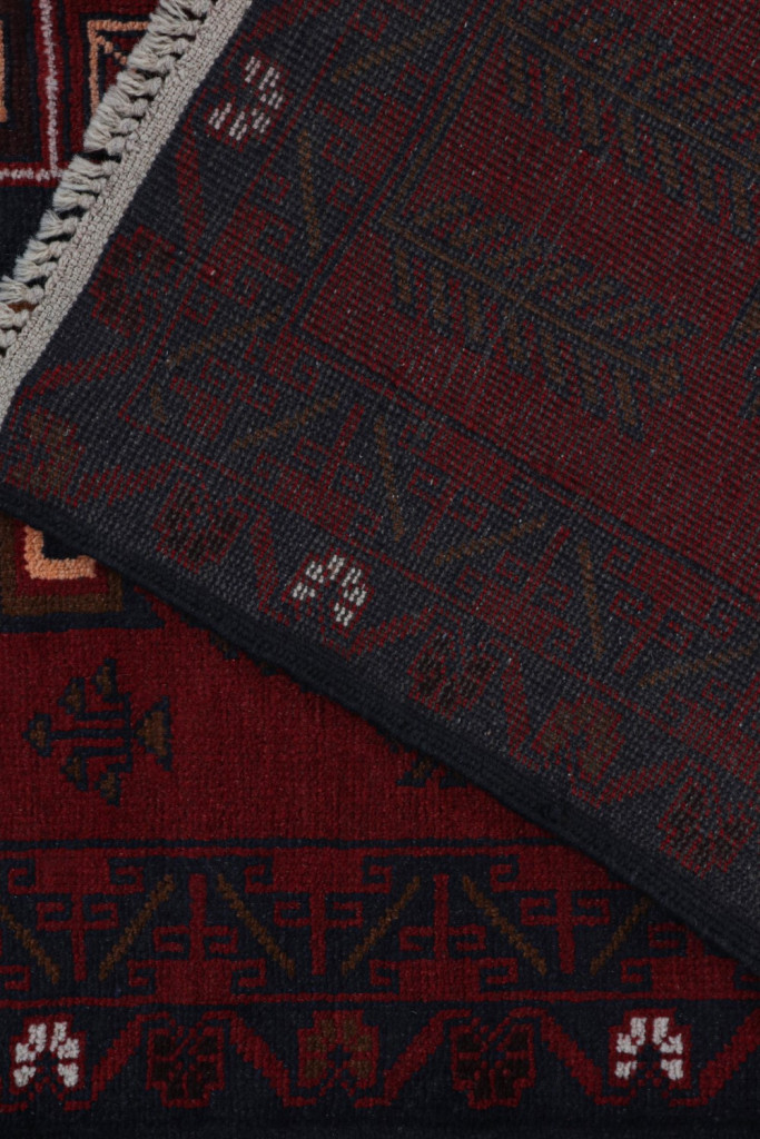 Burgundy Vintage Baluch Runner Rug