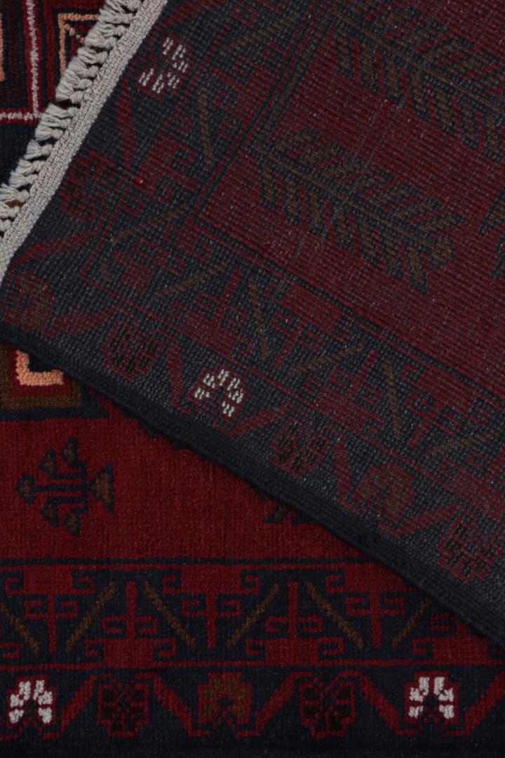 Burgundy Vintage Baluch Runner Rug