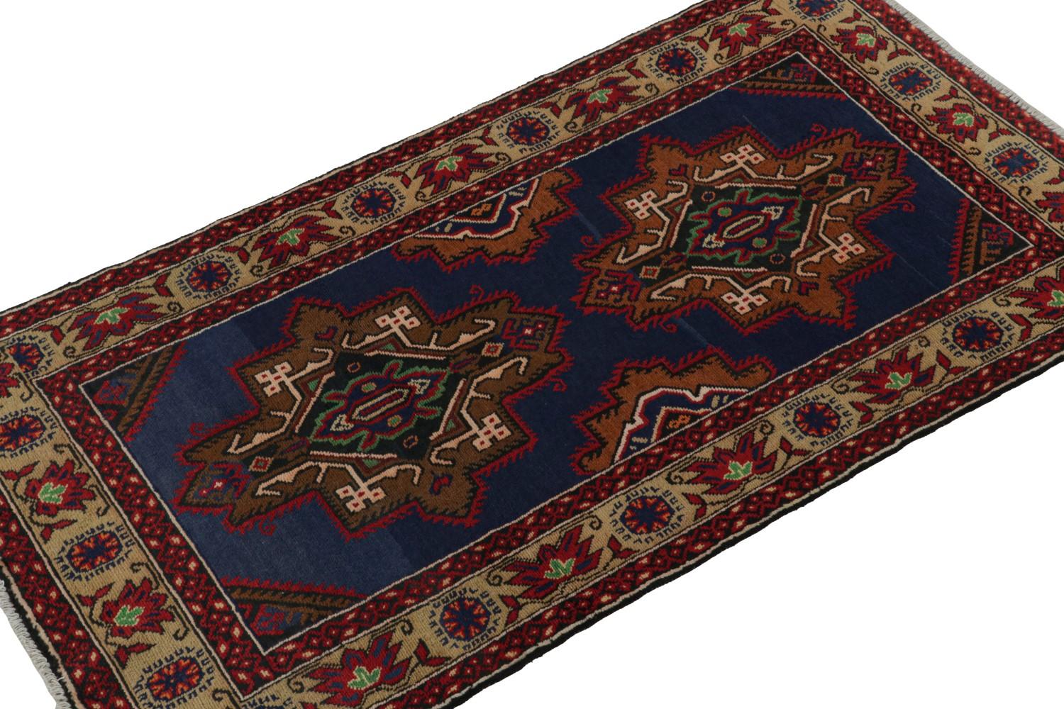 Vintage Baluch Tribal Runner in Blue with Medallions