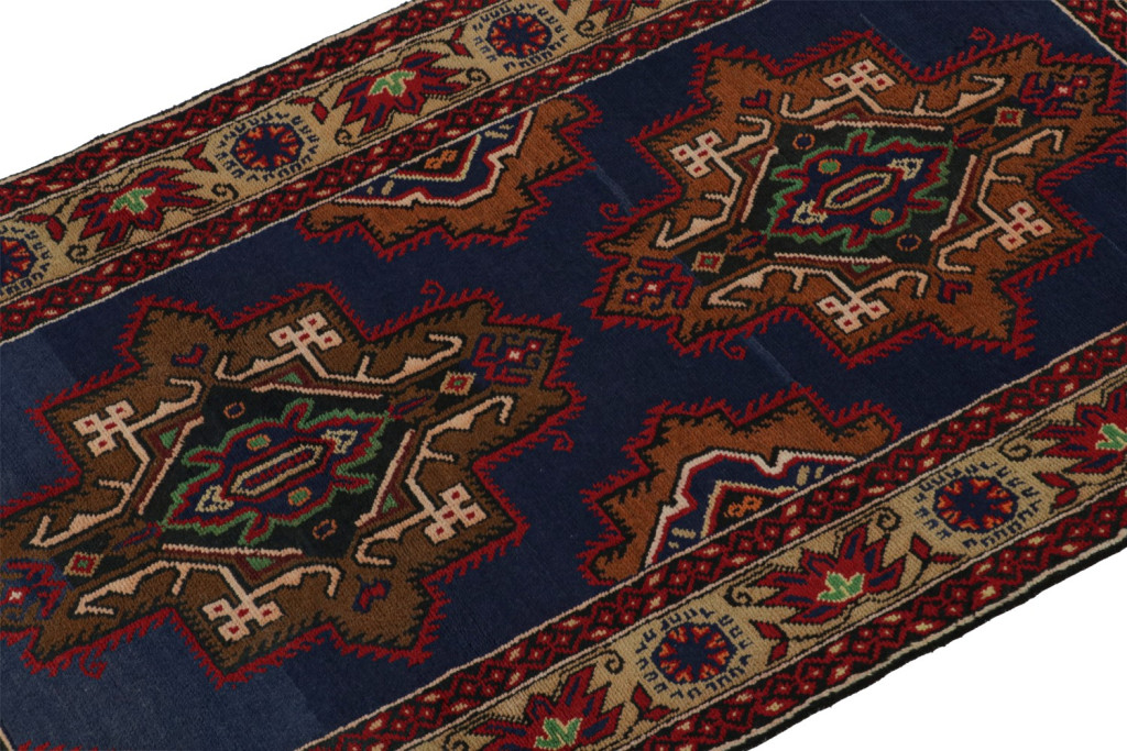 Vintage Baluch Tribal Runner in Blue with Medallions