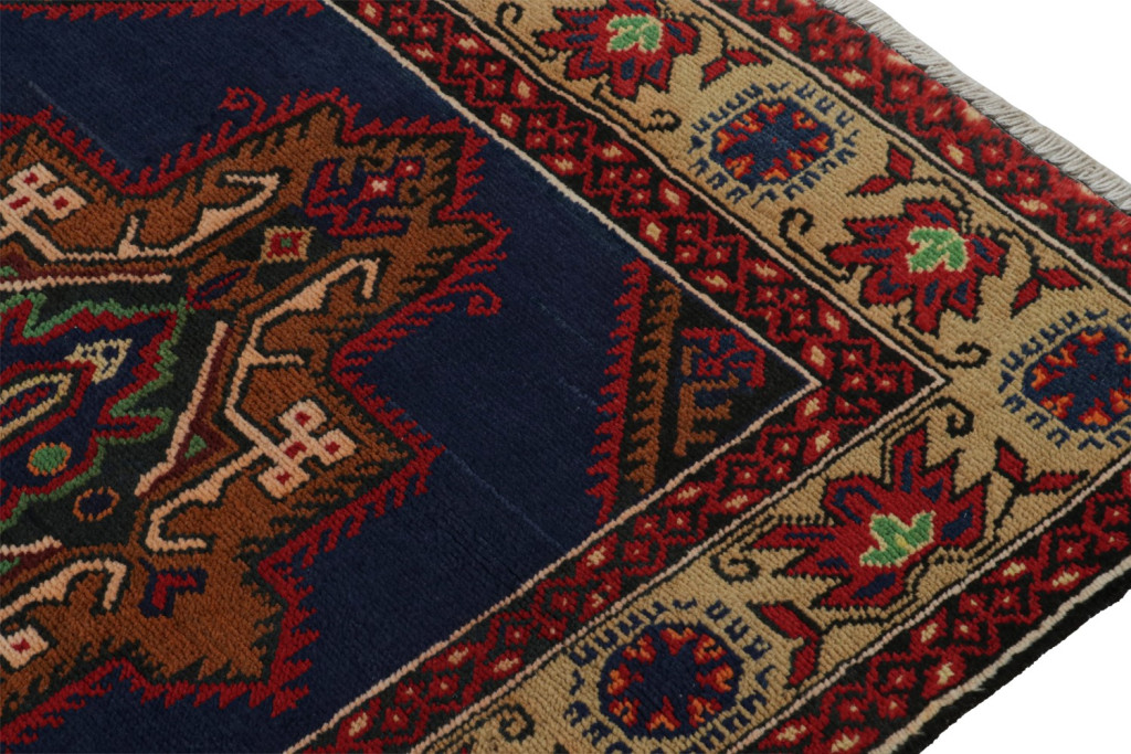 Vintage Baluch Tribal Runner in Blue with Medallions