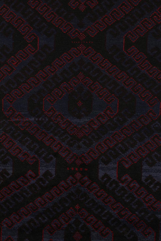 Vintage Afghani Baluch Tribal Rug in Blue with Red Geometric Patterns