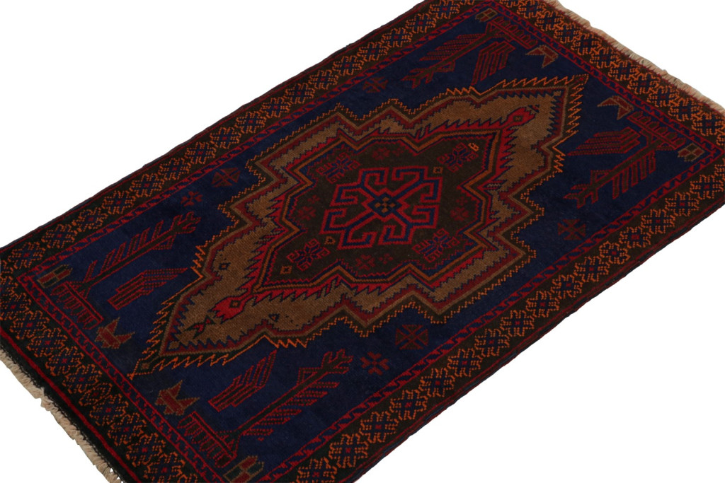 Vintage Afghan Baluch Rug with Medallion Pattern