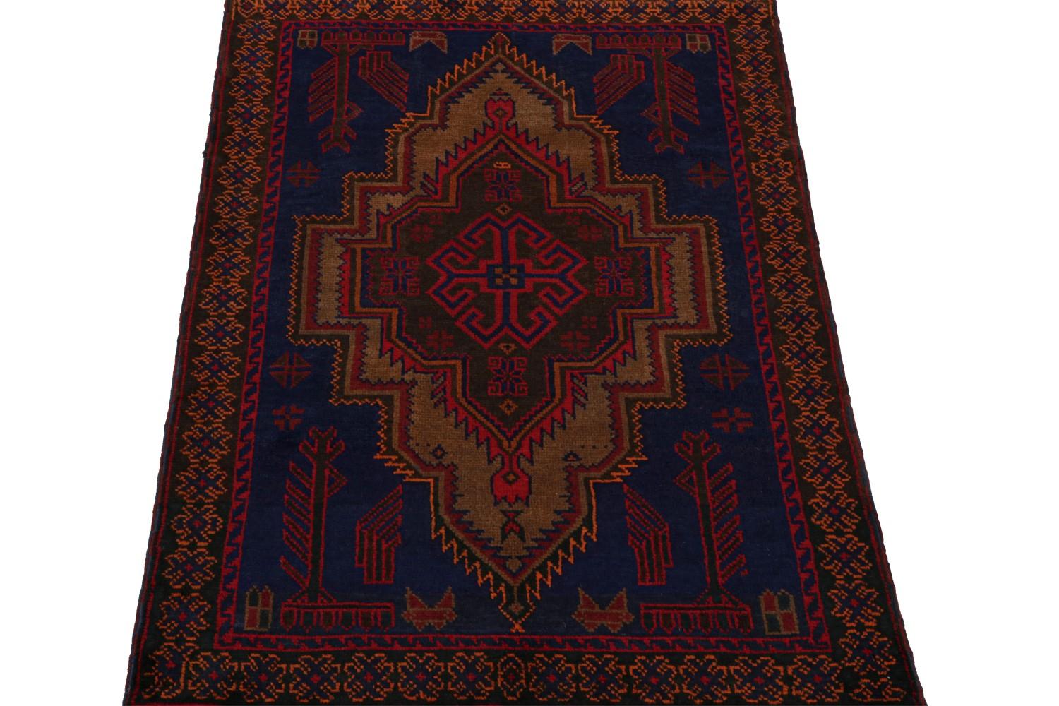 Vintage Afghan Baluch Rug with Medallion Pattern