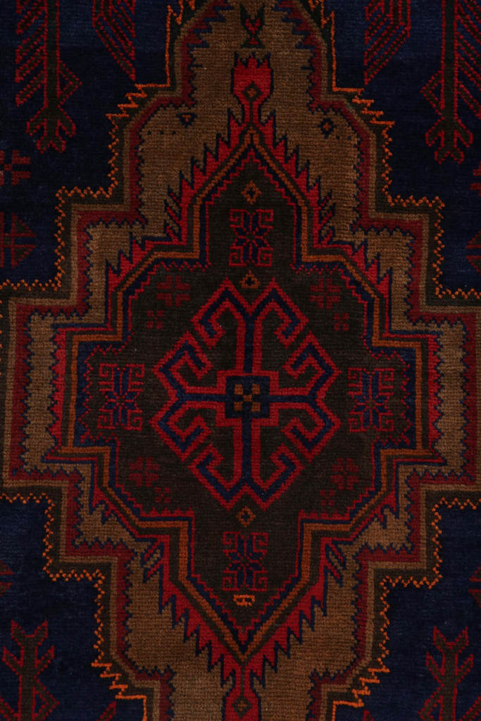 Vintage Afghan Baluch Rug with Medallion Pattern