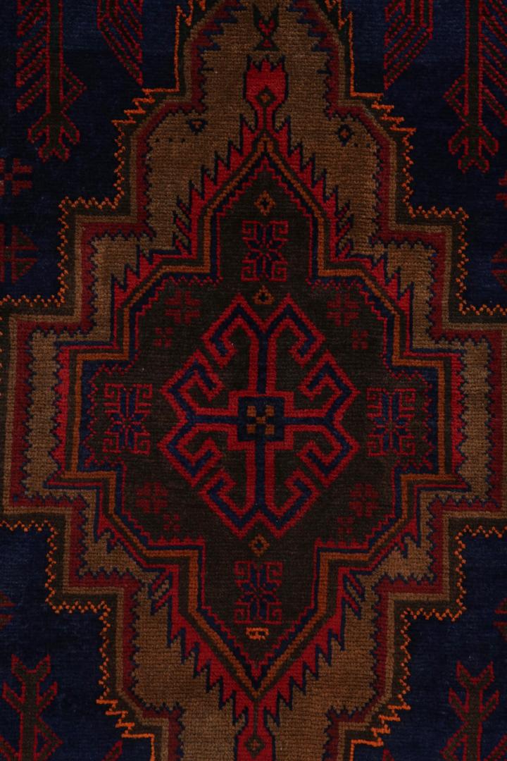 Vintage Afghan Baluch Rug with Medallion Pattern