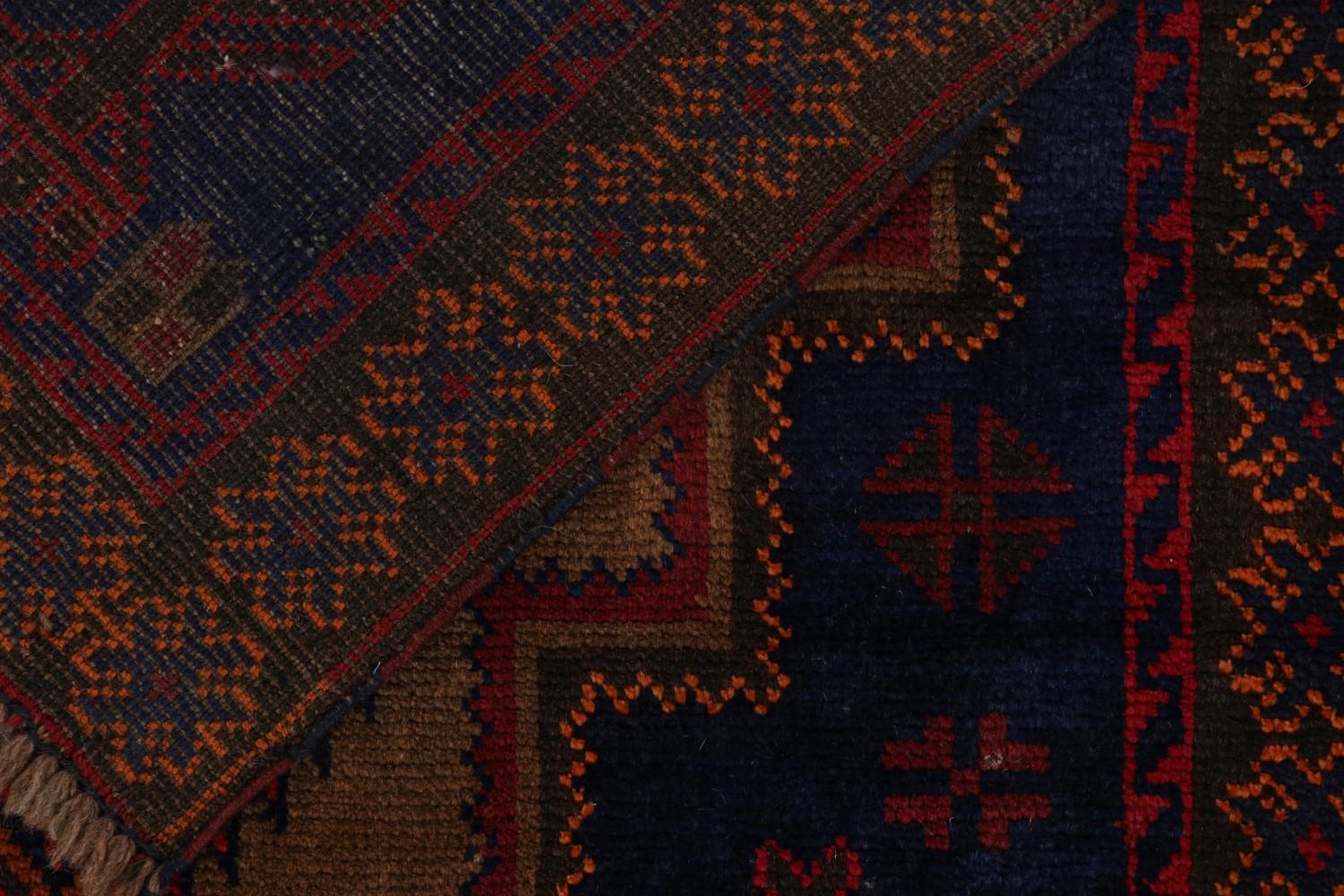 Vintage Afghan Baluch Rug with Medallion Pattern