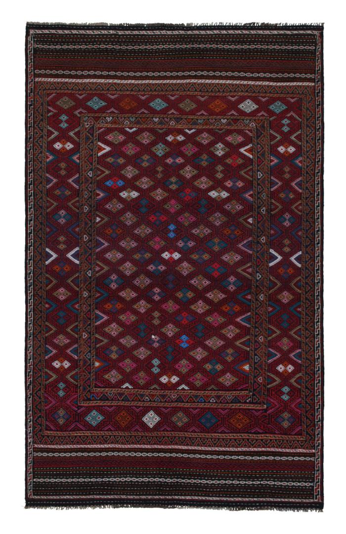Red Vintage Afghan Baluch Tribal Kilim Rug