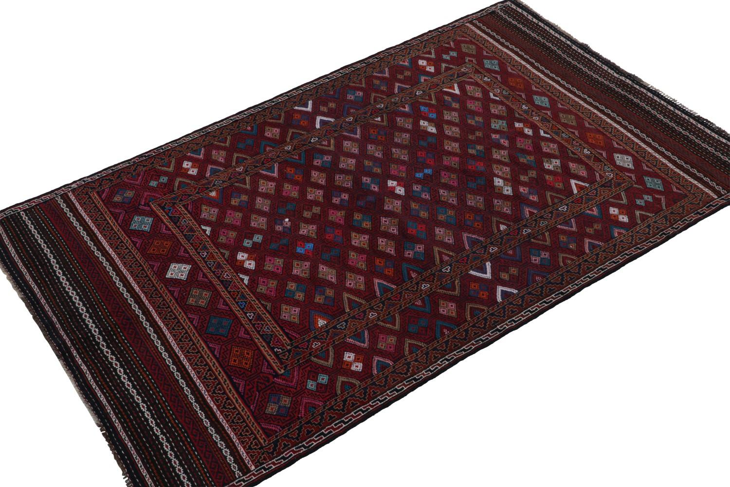 Red Vintage Afghan Baluch Tribal Kilim Rug
