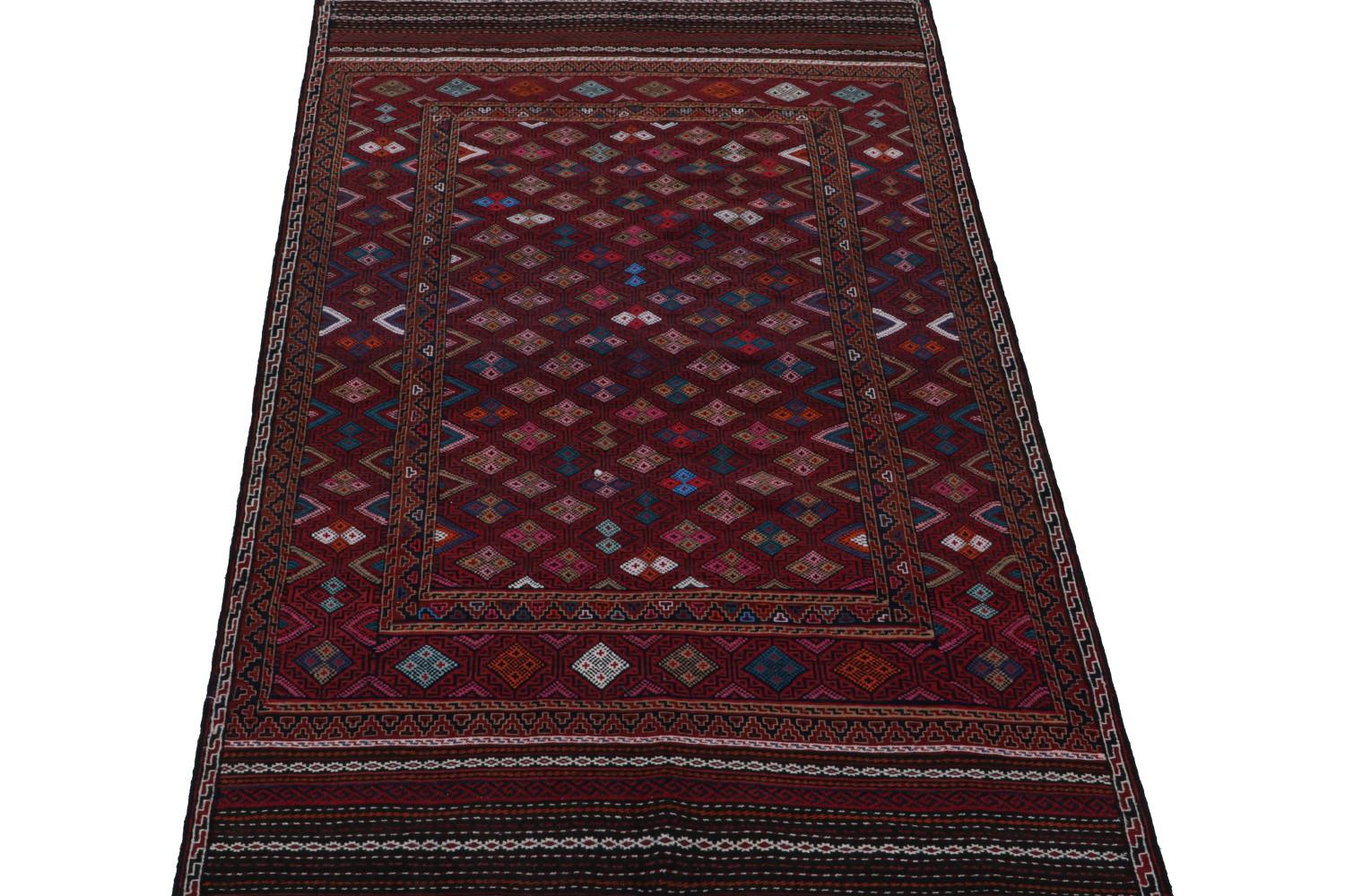 Red Vintage Afghan Baluch Tribal Kilim Rug