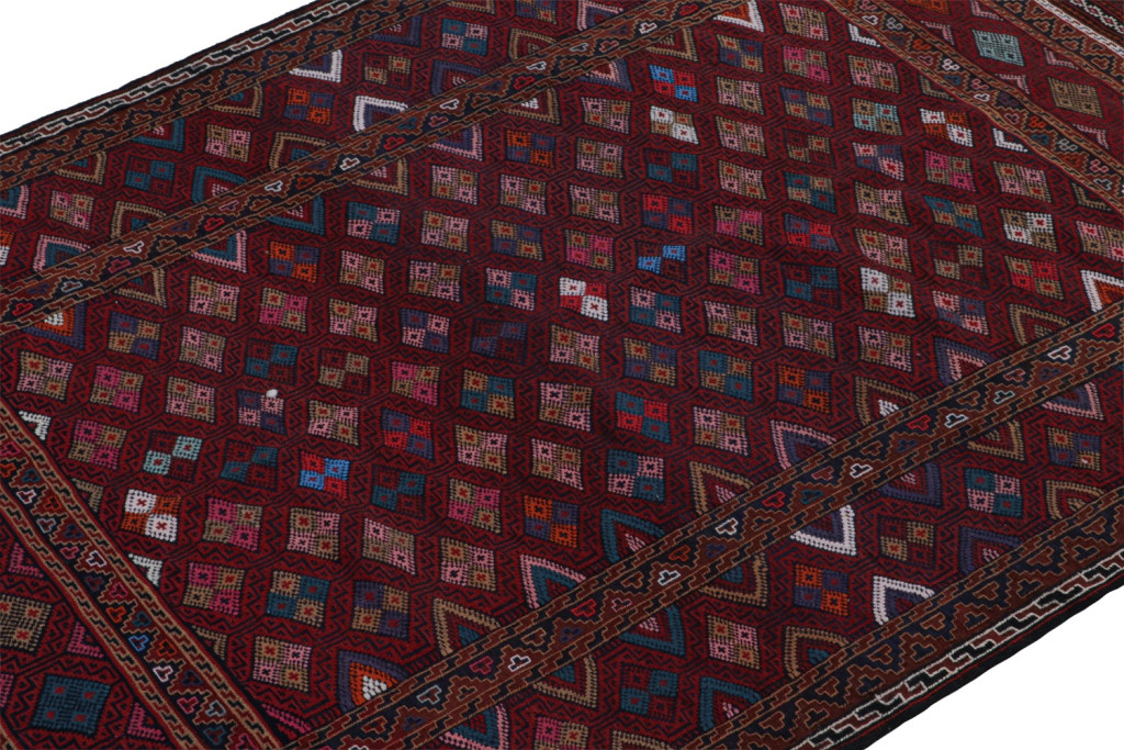 Red Vintage Afghan Baluch Tribal Kilim Rug