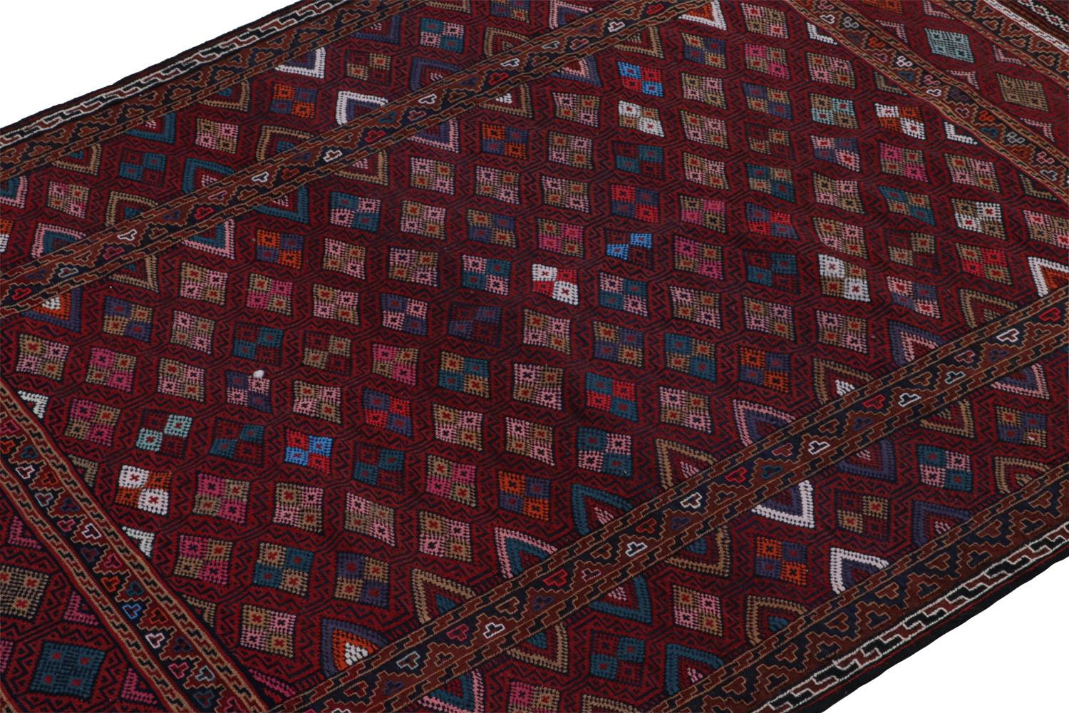 Red Vintage Afghan Baluch Tribal Kilim Rug