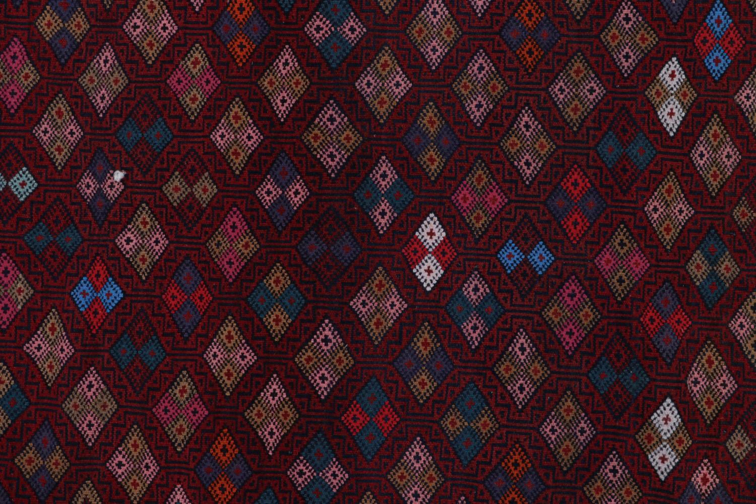 Red Vintage Afghan Baluch Tribal Kilim Rug