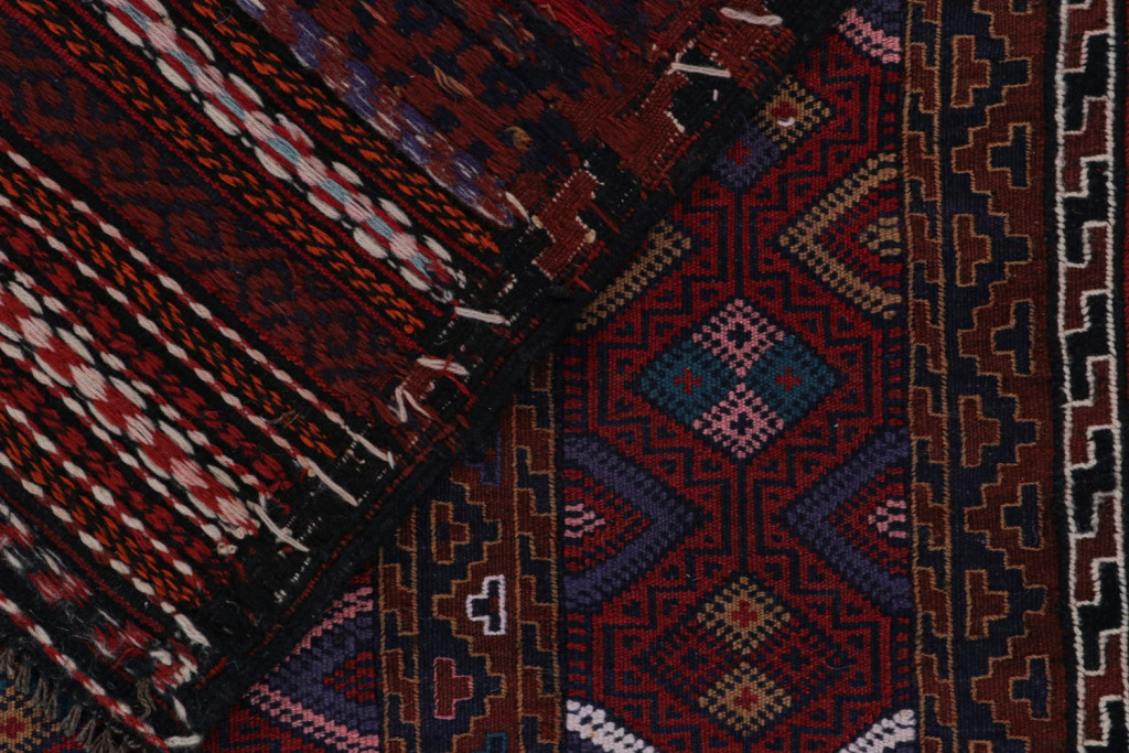 Red Vintage Afghan Baluch Tribal Kilim Rug