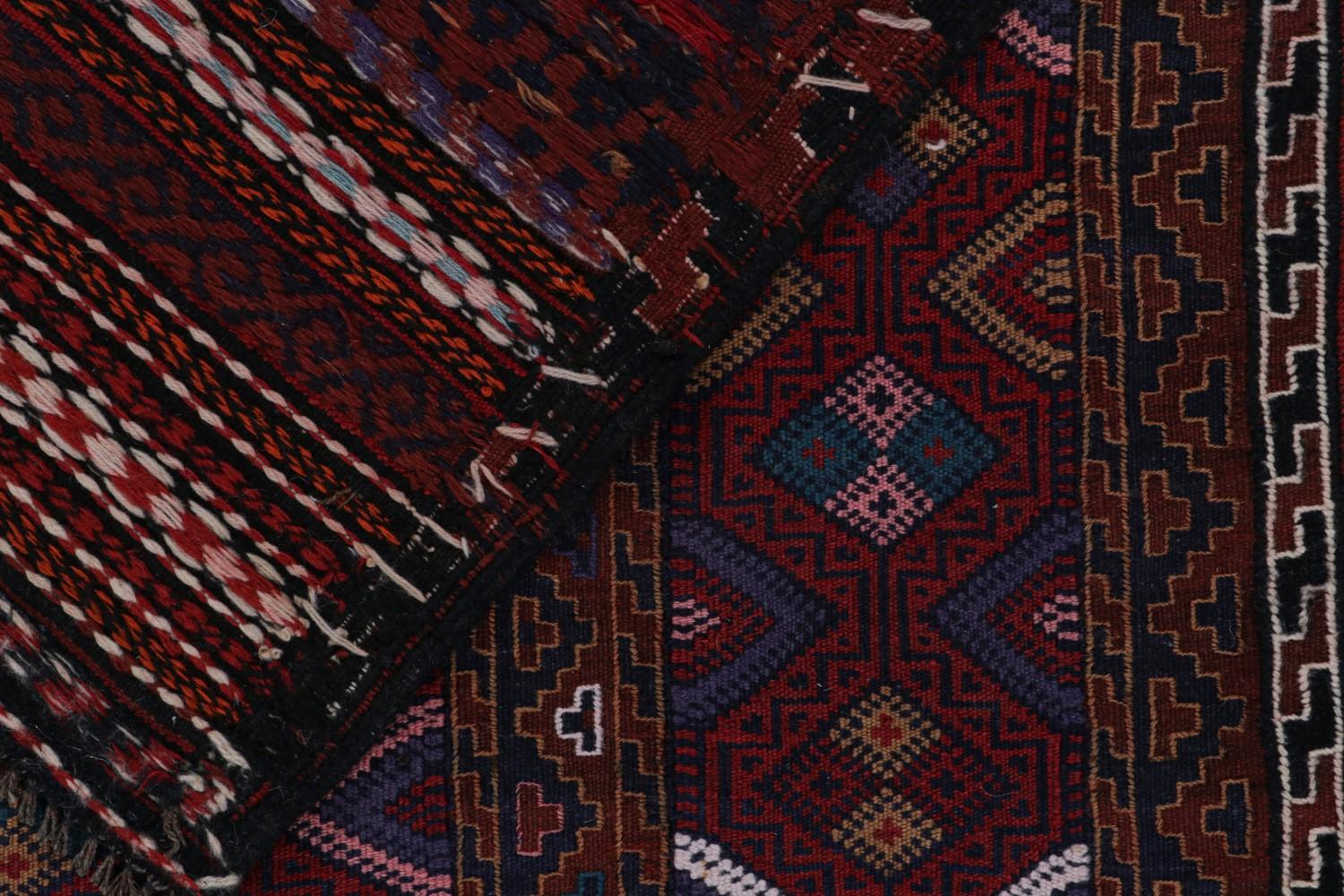 Red Vintage Afghan Baluch Tribal Kilim Rug